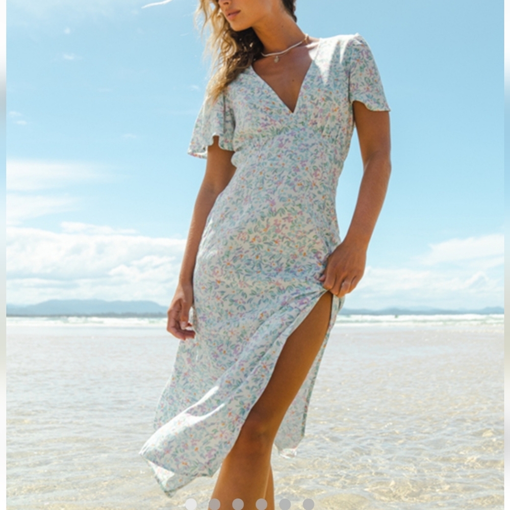 Billabong Jet Set Midi Dress Size Small Light Blue